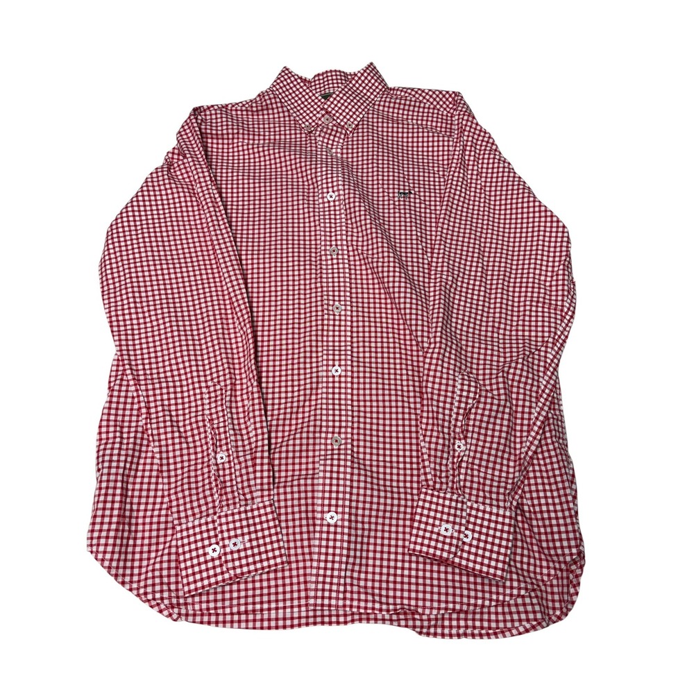 Southern Point Co Hadley Shirt Mens Medium Red White Gingham Cotton Button Down